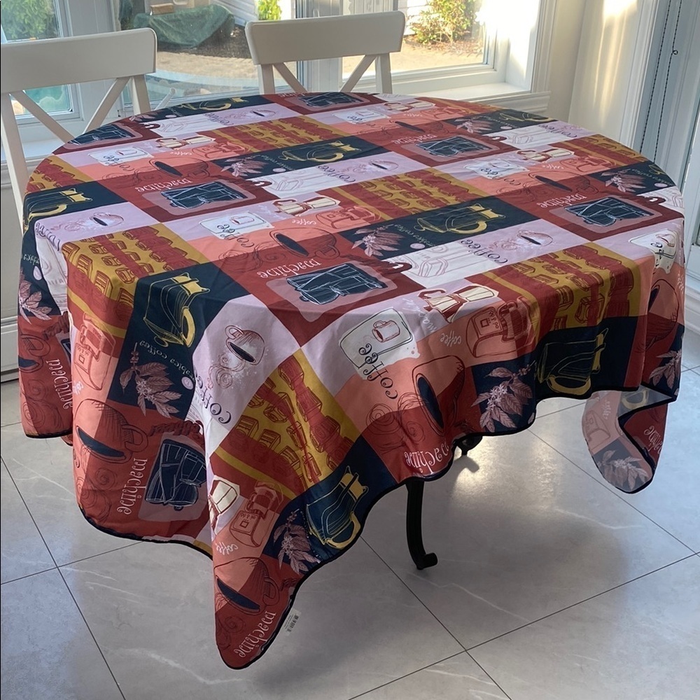 TABLECLOTH square 60x84 polyester cafe style in Multi brown colours